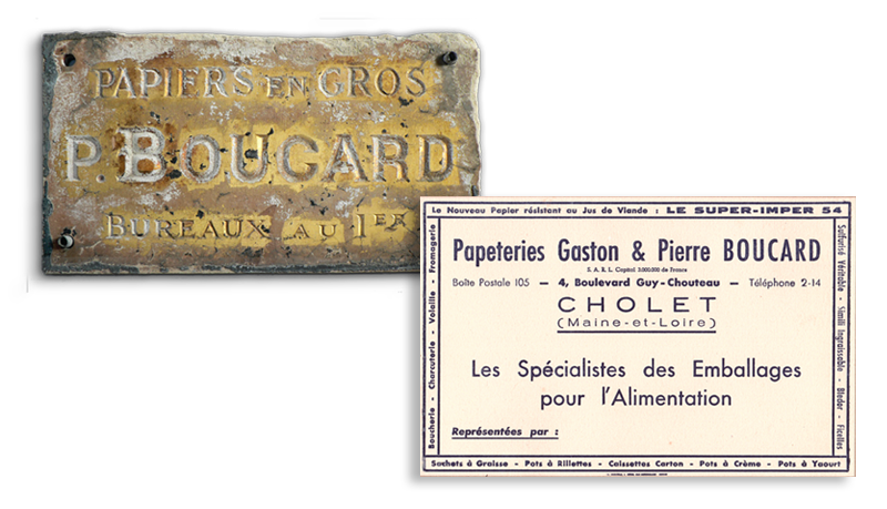 Plaque et carte historique de la création de boucard emballage en 1908