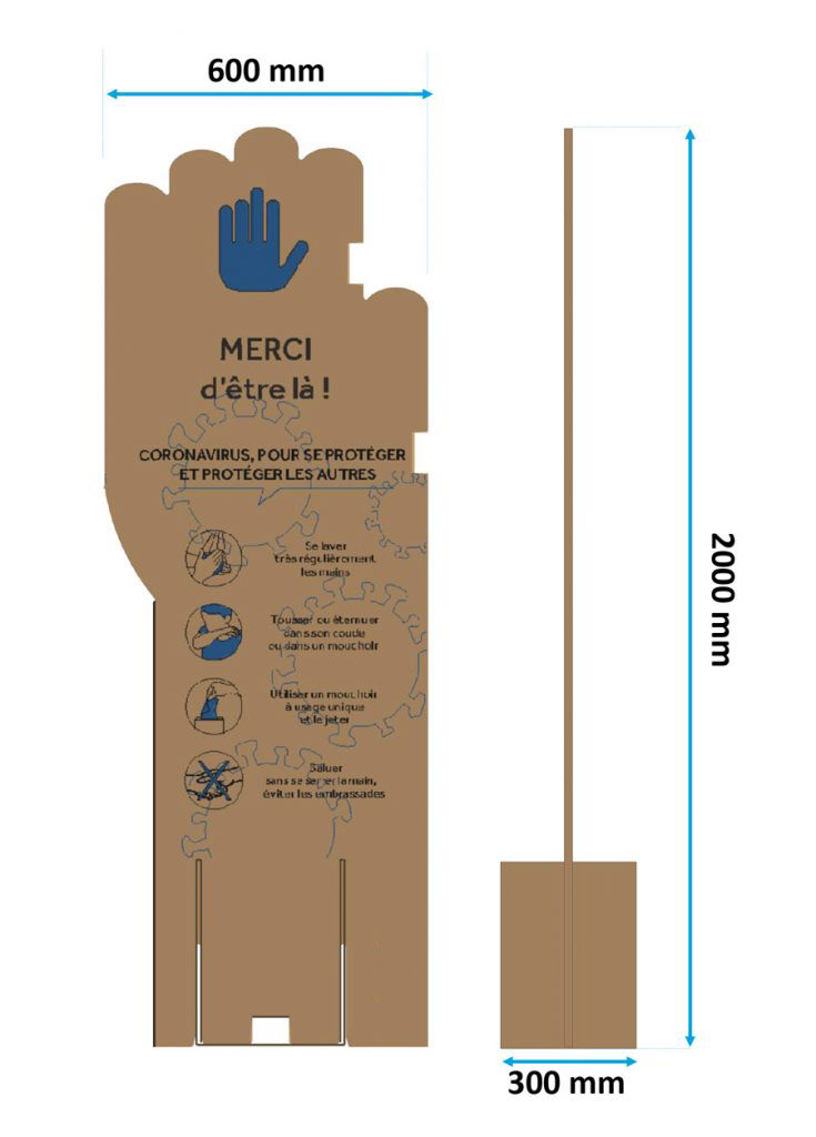 Dimensions des panneaux cartons séparateurs spécial Covid 600 x 2000