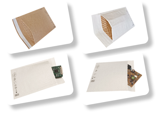 4 photos des enveloppes matelassées papier bi-couches